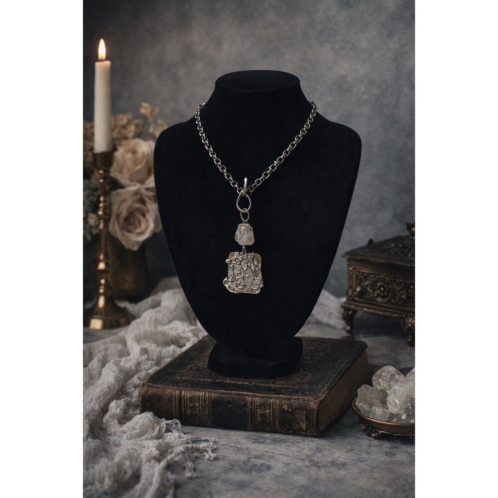 Vintage Look Raw Diamond Stone Necklace
